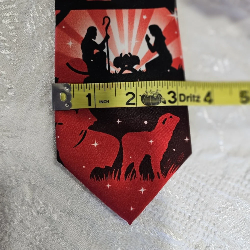 Tie Tales Mens Christmas Nativity Scene Tie Red Religious Holiday Angels